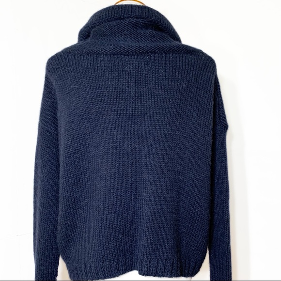 SOLD-Anthropologie Mohair Chunky Cable Hand Knit Navy Blue Sweater - Picture 4 of 5